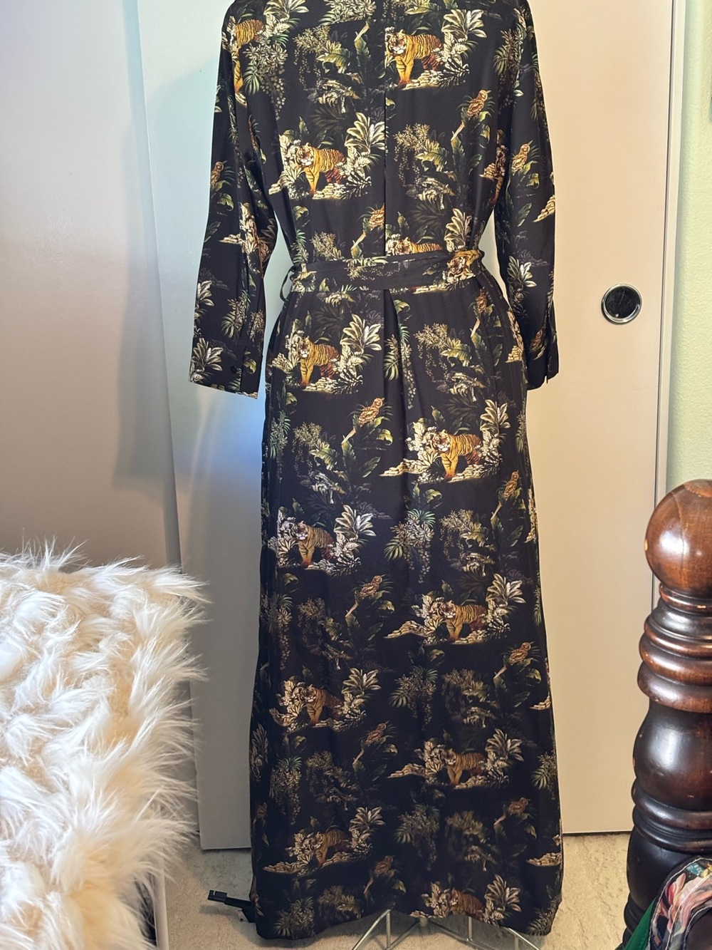L’Agence black Safari Print Tie-Waist Women's  Maxi Dress